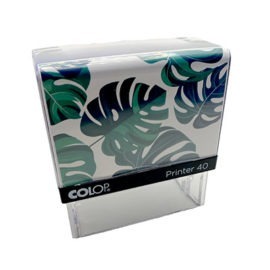 Sello Colop p40 con diseño de hoja de monstera.